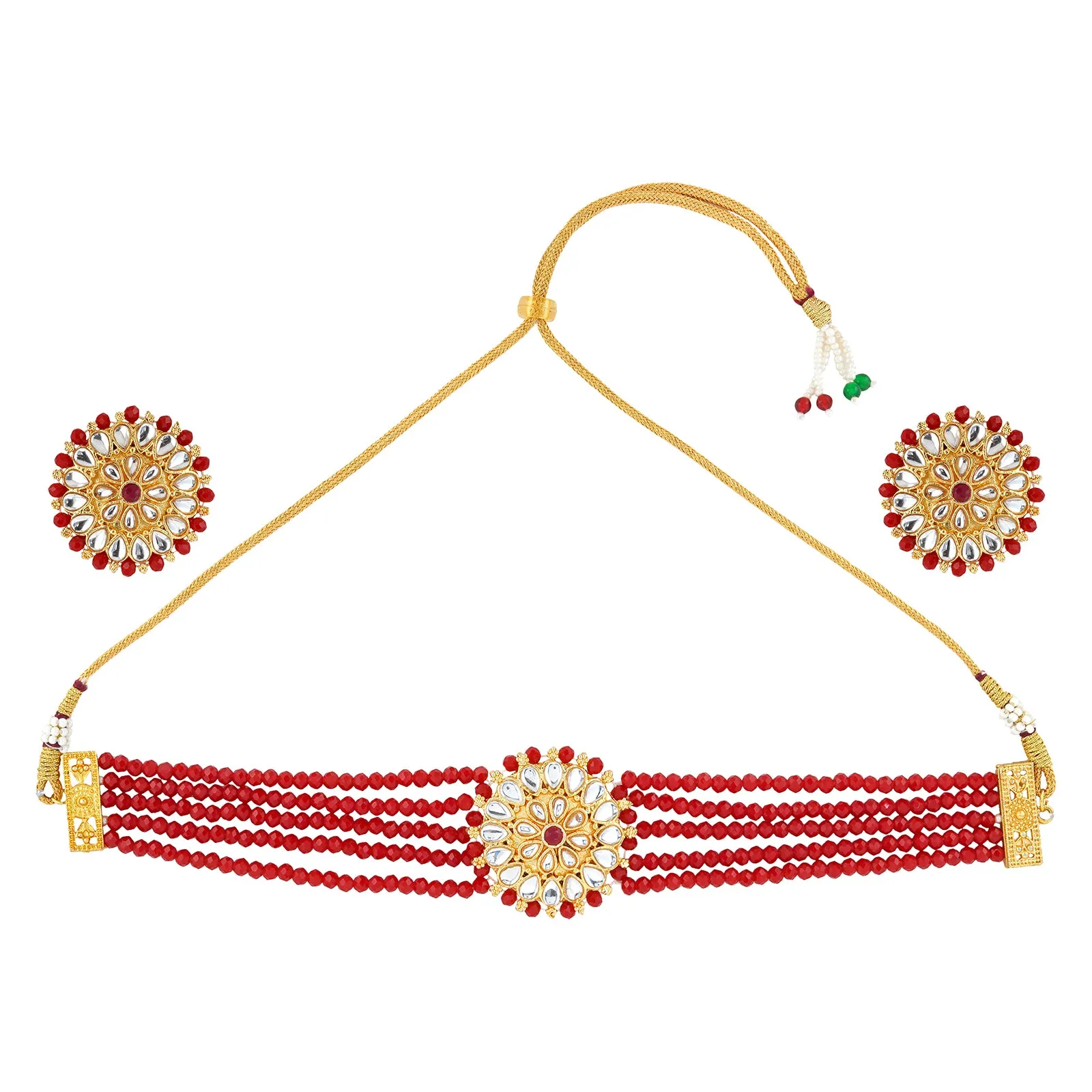 Aarya Red Beaded Necklace Set