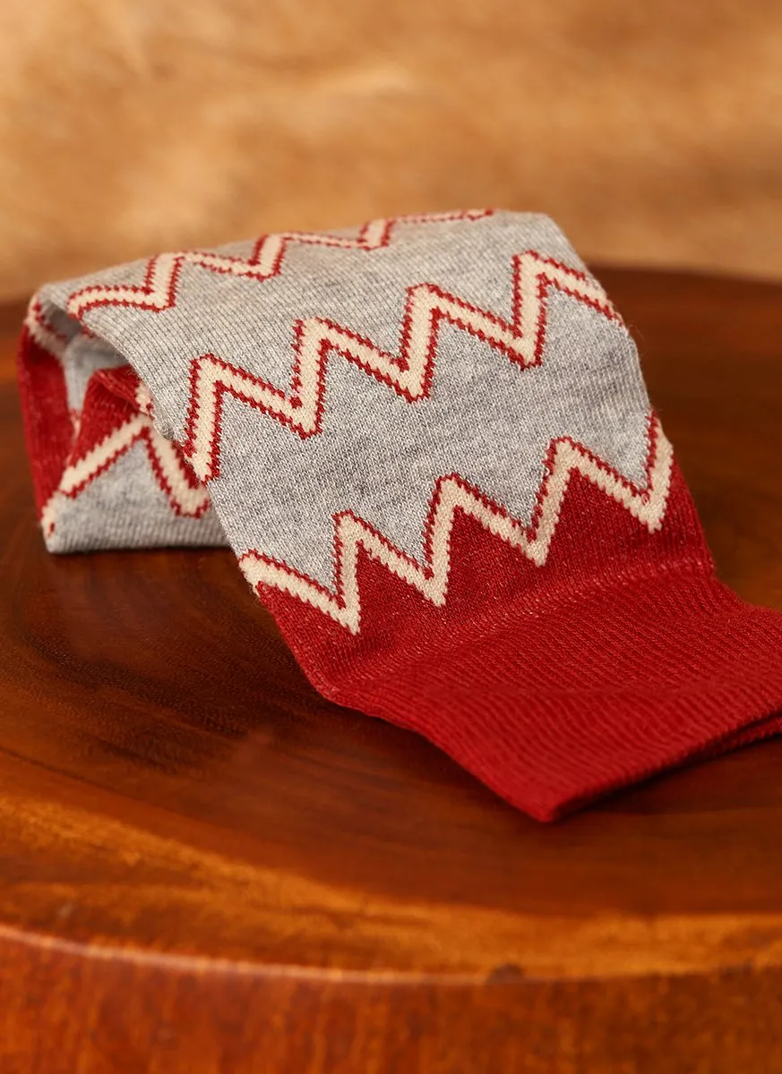 Aztec Zig Zag Sock in Brown