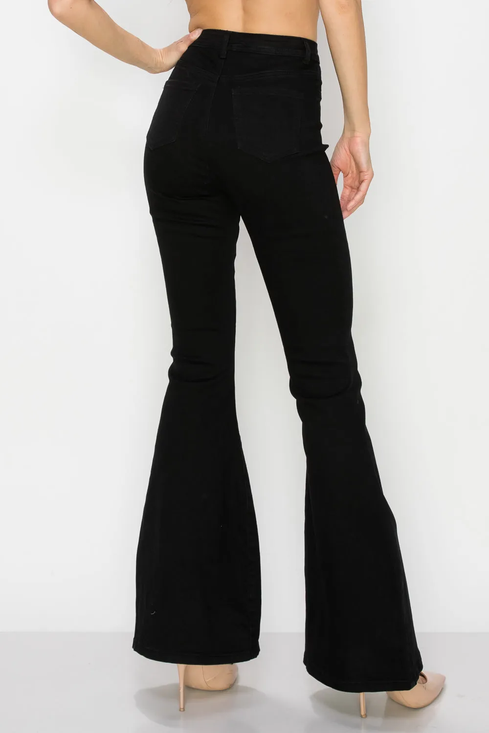 BC-001 OPEN PACK BELL BOTTOM BLACK JEANS