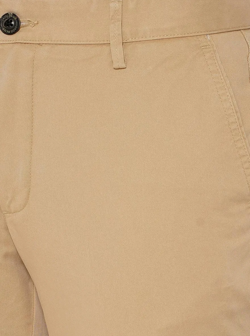 Beige Solid Uno Fit Casual Trouser | JadeBlue