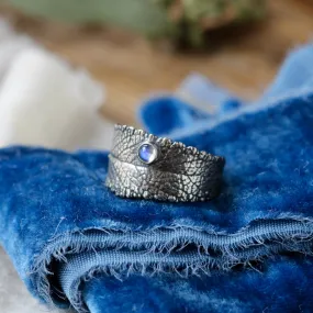 Black Sage and Moonstone sterling silver ring