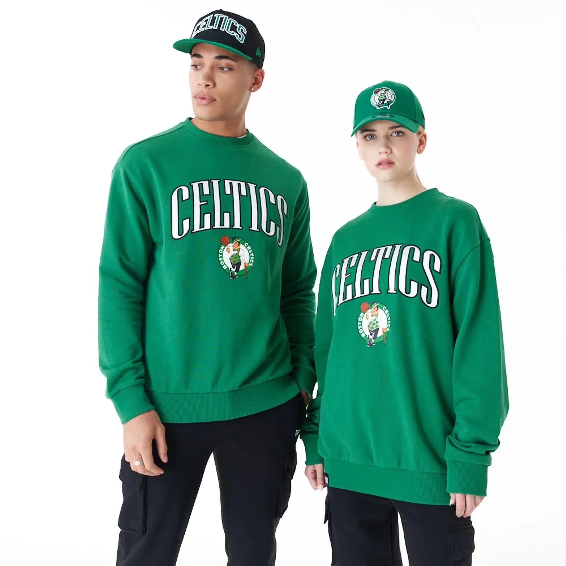 Boston Celtics NBA Arch Graphic Green Oversized Crew Neck Sweatshirt