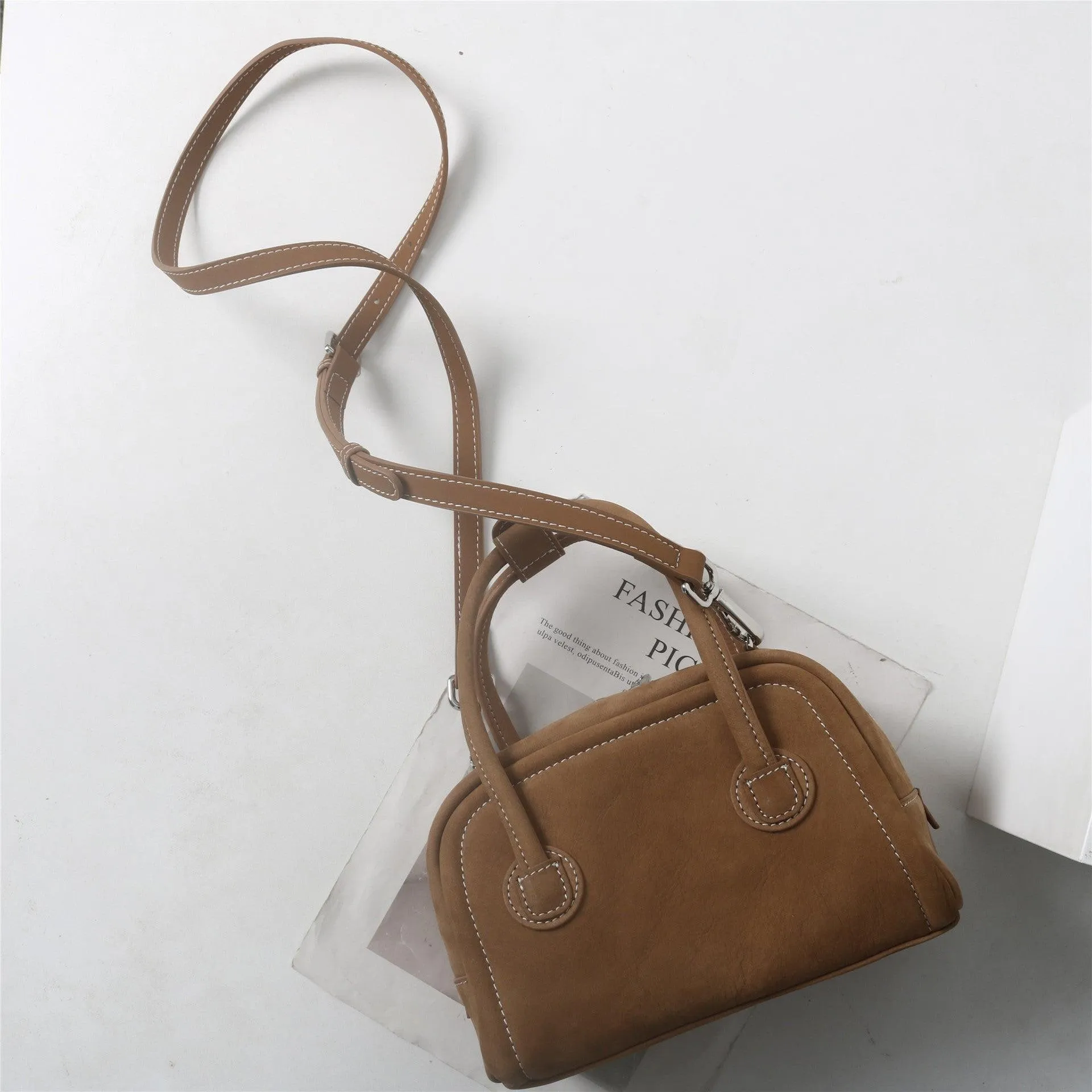 Boston Mini Cowhide Suede Square Shoulder Bag