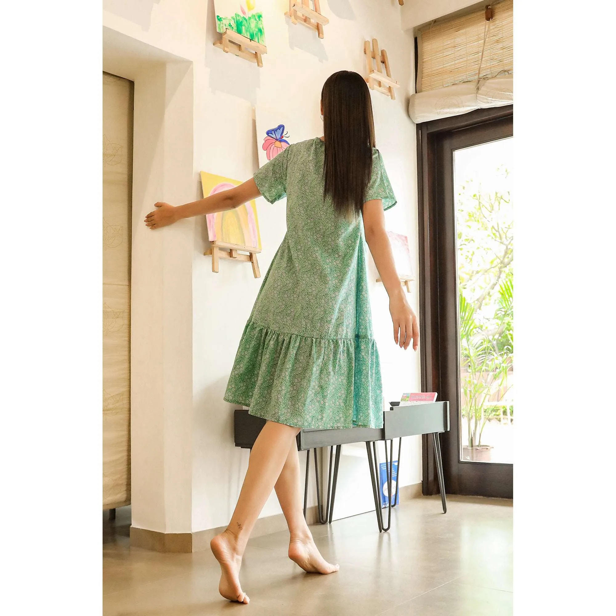 Canopies on Light Blue T-shirt Dress