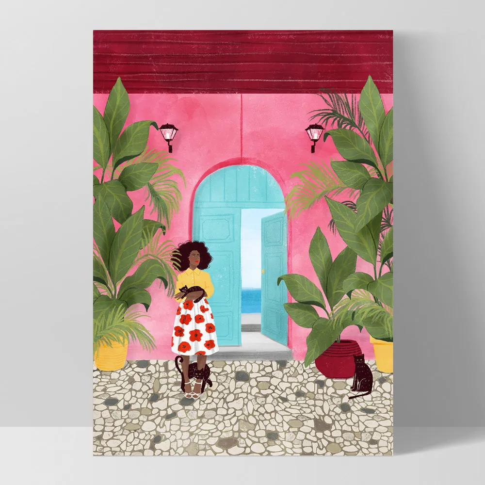 Cat Lady in Cartagena Illustration - Art Print by Maja Tomljanovic