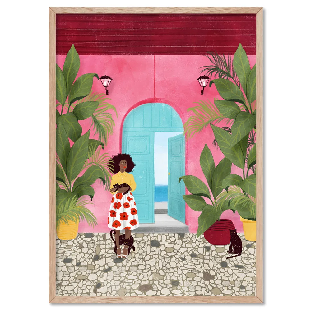 Cat Lady in Cartagena Illustration - Art Print by Maja Tomljanovic