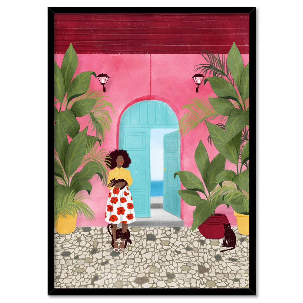 Cat Lady in Cartagena Illustration - Art Print by Maja Tomljanovic