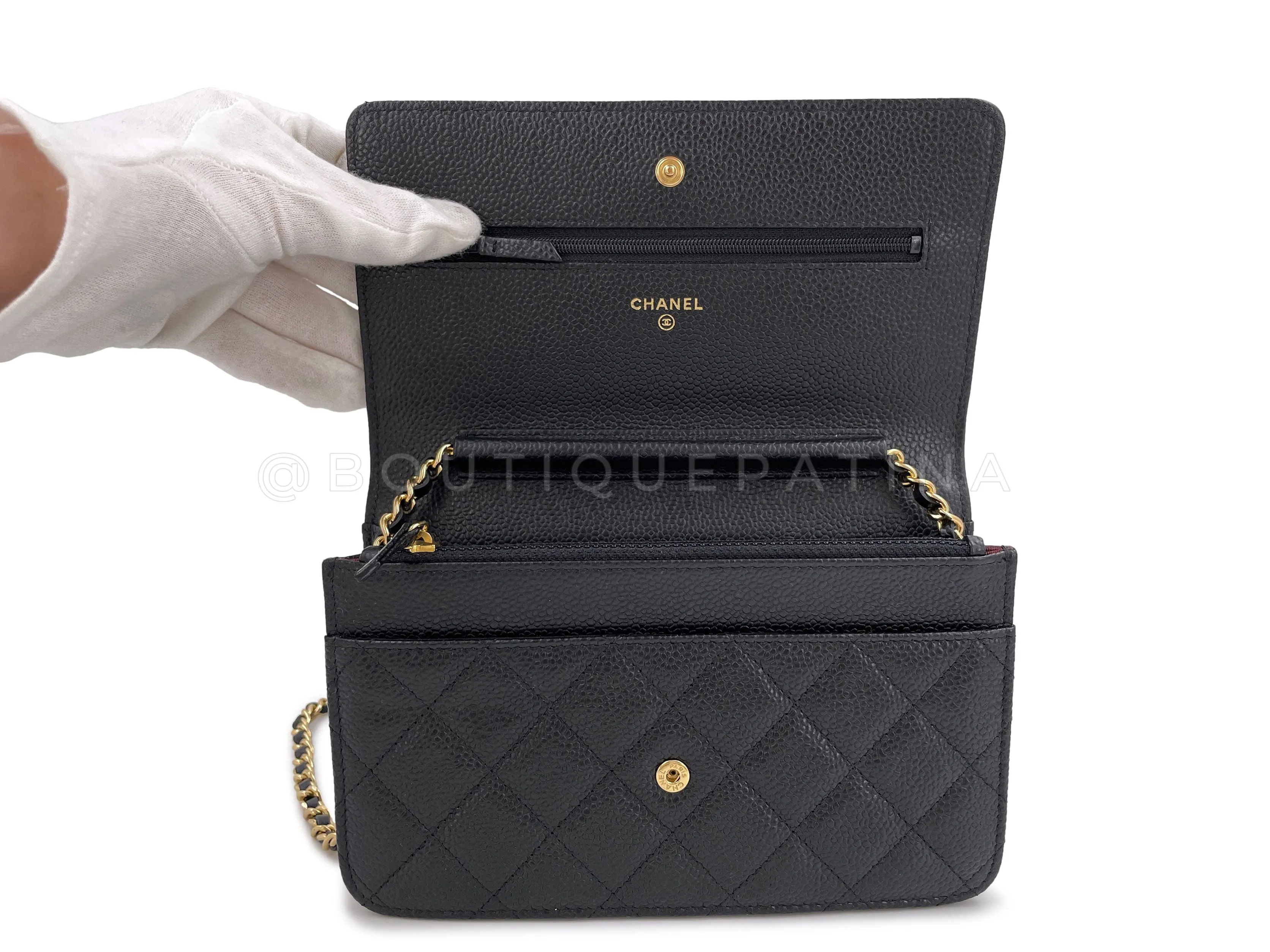 Chanel Black Caviar Classic Wallet on Chain WOC Bag GHW