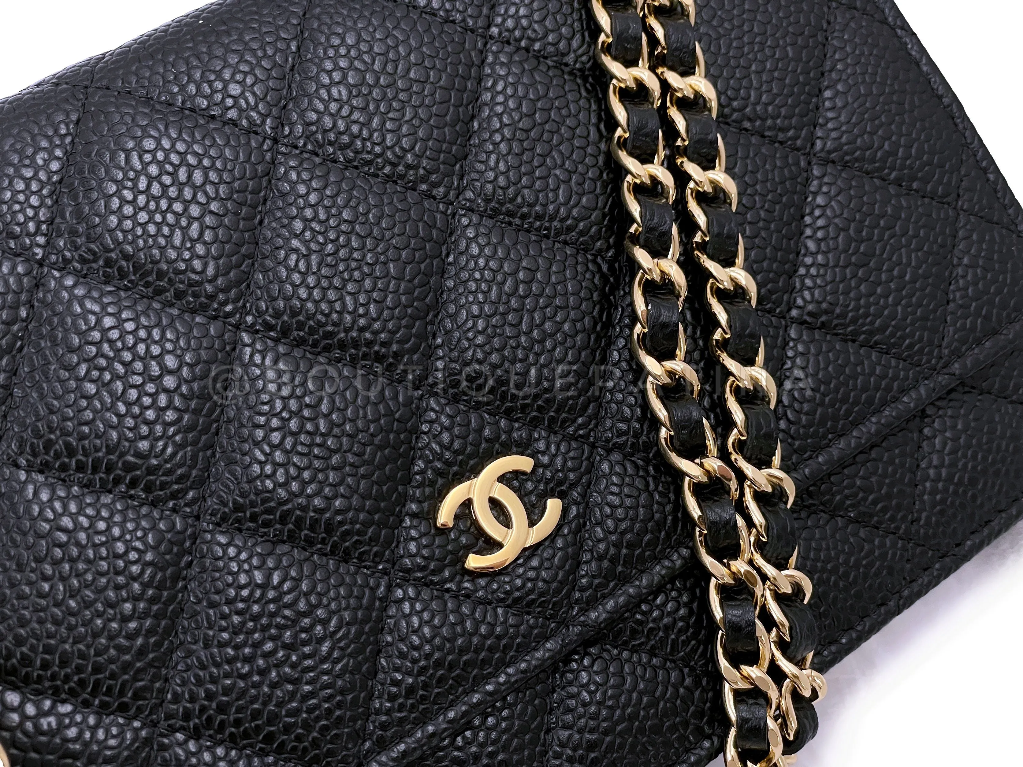 Chanel Black Caviar Classic Wallet on Chain WOC Bag GHW