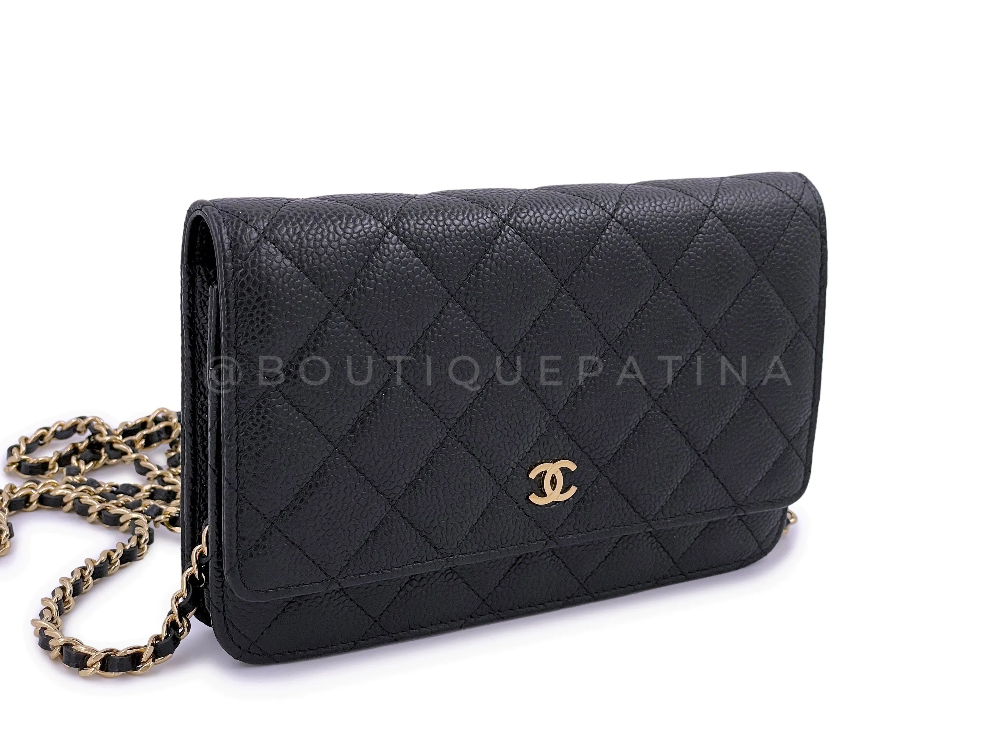 Chanel Black Caviar Classic Wallet on Chain WOC Bag GHW