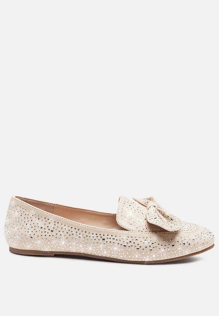 Dewdrops Embellished Casual Bow Loafers By Ruw