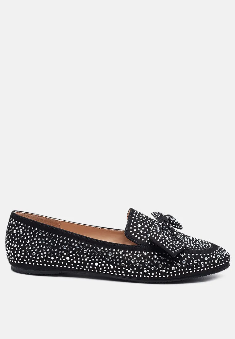 Dewdrops Embellished Casual Bow Loafers By Ruw