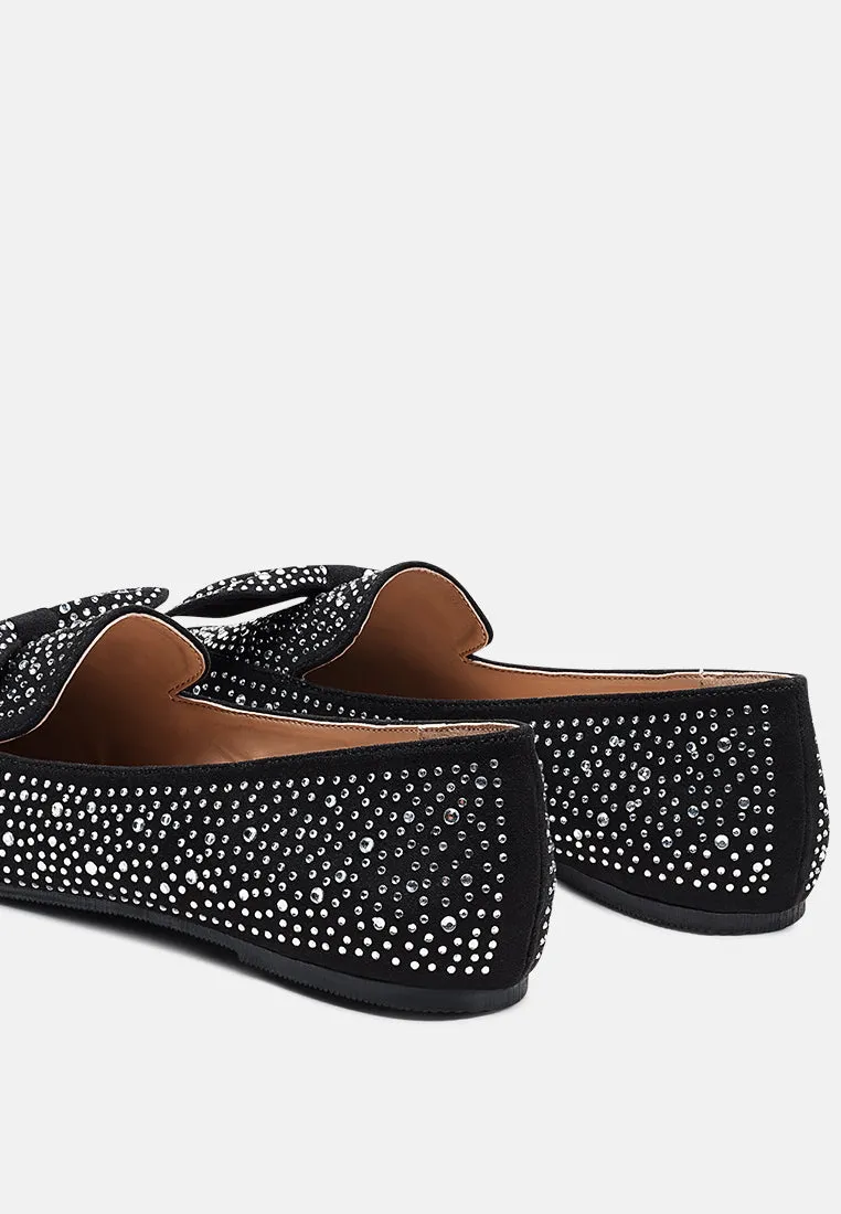 Dewdrops Embellished Casual Bow Loafers By Ruw