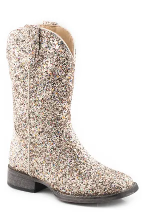 Girls Roper Golden Glitter Square Toe Boot