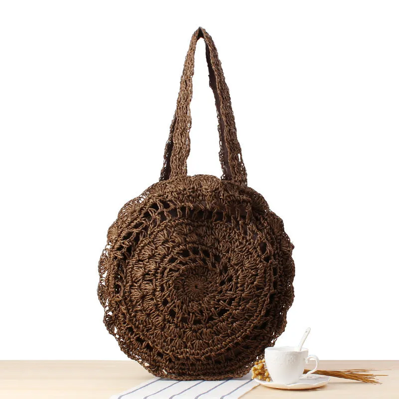 Handmade Round Straw Rattan Bag – Chic Summer Beach Crossbody