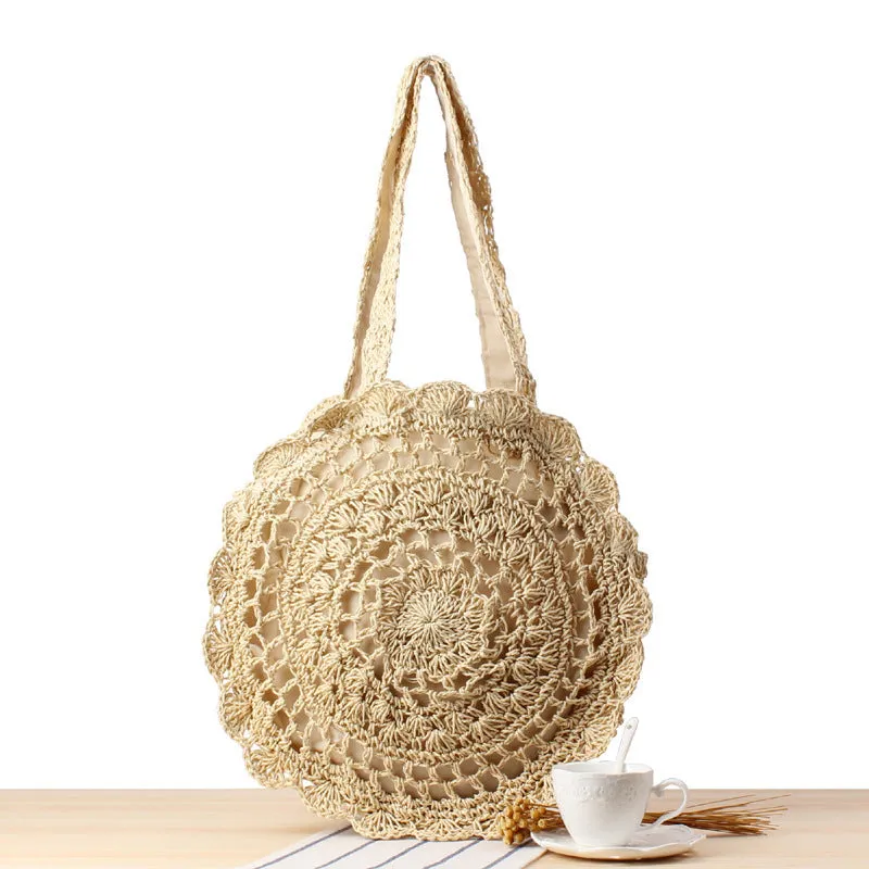 Handmade Round Straw Rattan Bag – Chic Summer Beach Crossbody