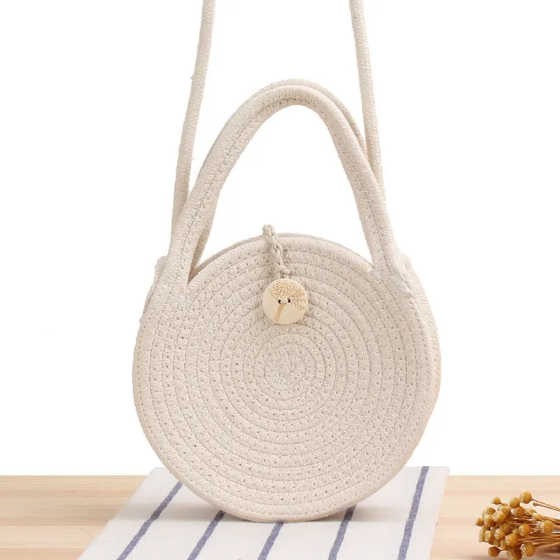 Handmade Round Straw Rattan Bag – Chic Summer Beach Crossbody