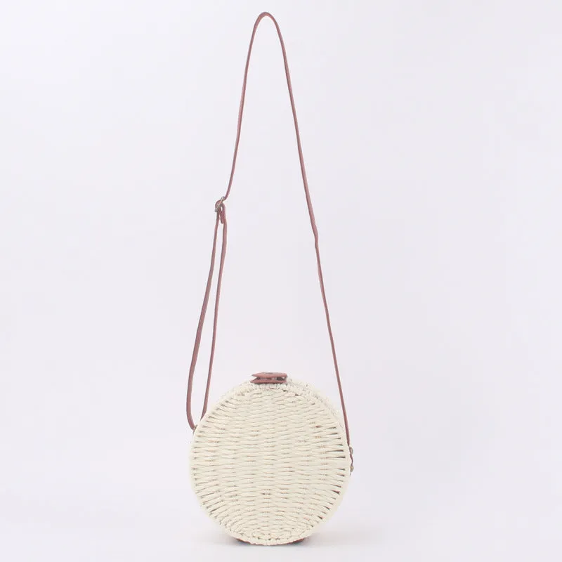 Handmade Round Straw Rattan Bag – Chic Summer Beach Crossbody