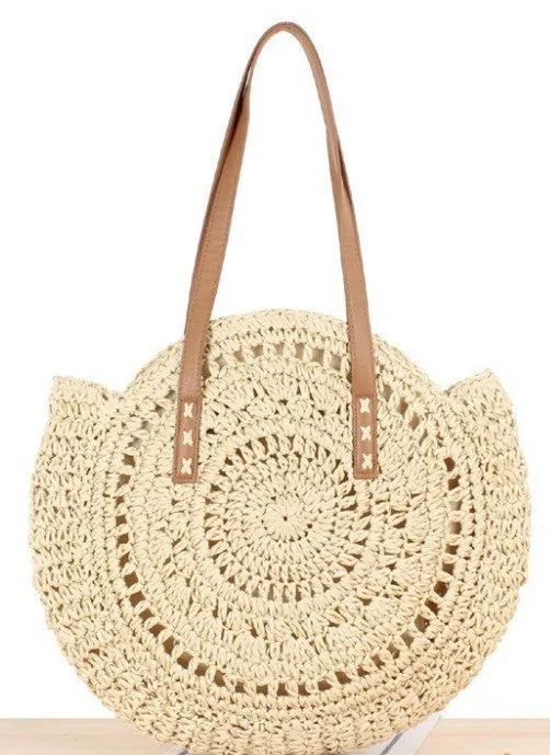 Handmade Round Straw Rattan Bag – Chic Summer Beach Crossbody