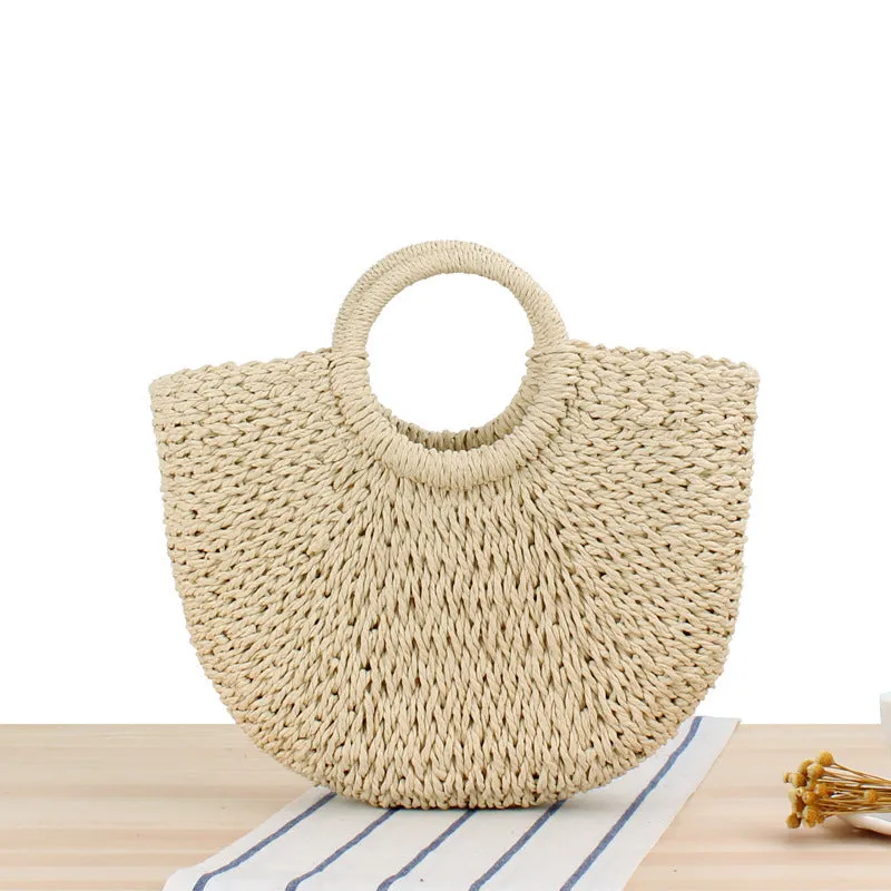 Handmade Round Straw Rattan Bag – Chic Summer Beach Crossbody