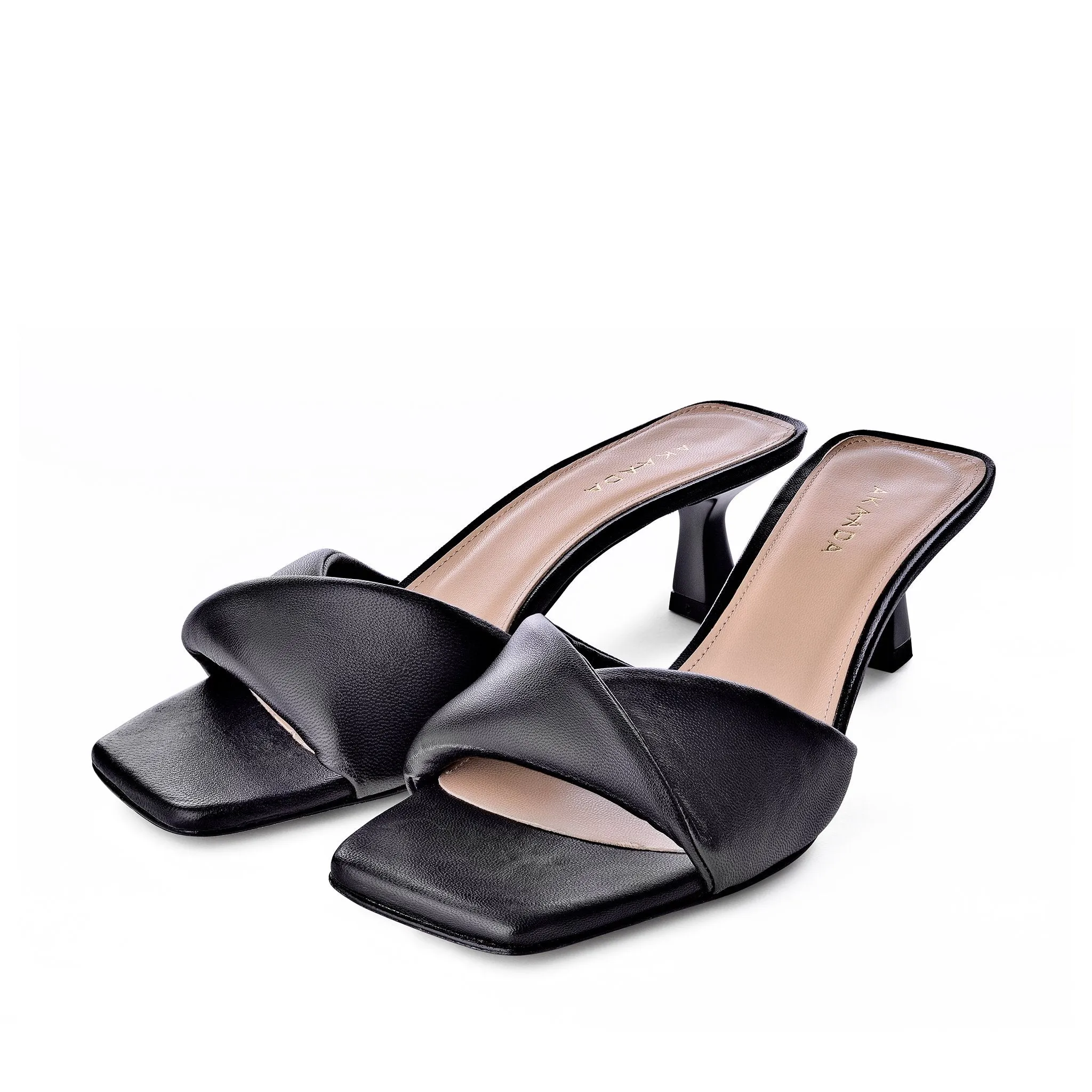 Haya Black Soft Leather Sandals