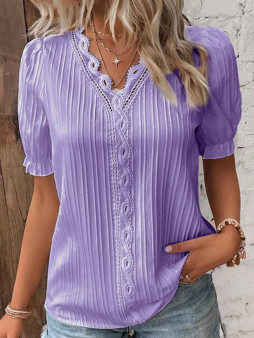 HOT SALE 49% OFFV Neck Plain Lace Elegant Shirt