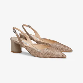 Irene Slingback - Embossed Croc :: Rosy Taupe