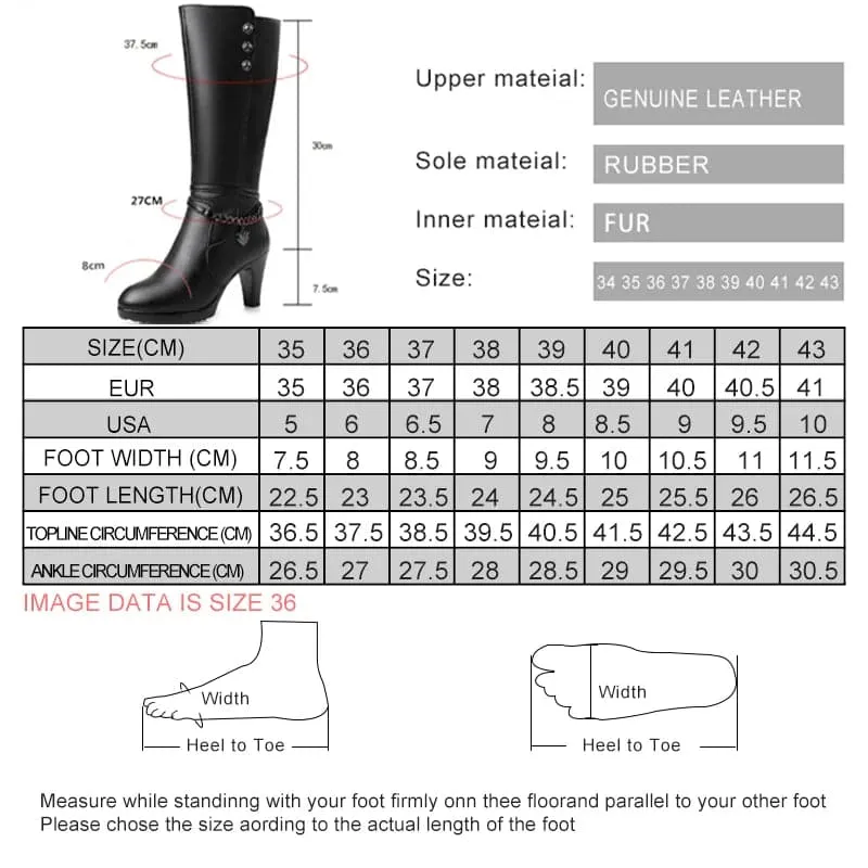 Leather High-Heel Winter Boots with Superior Quality Leather