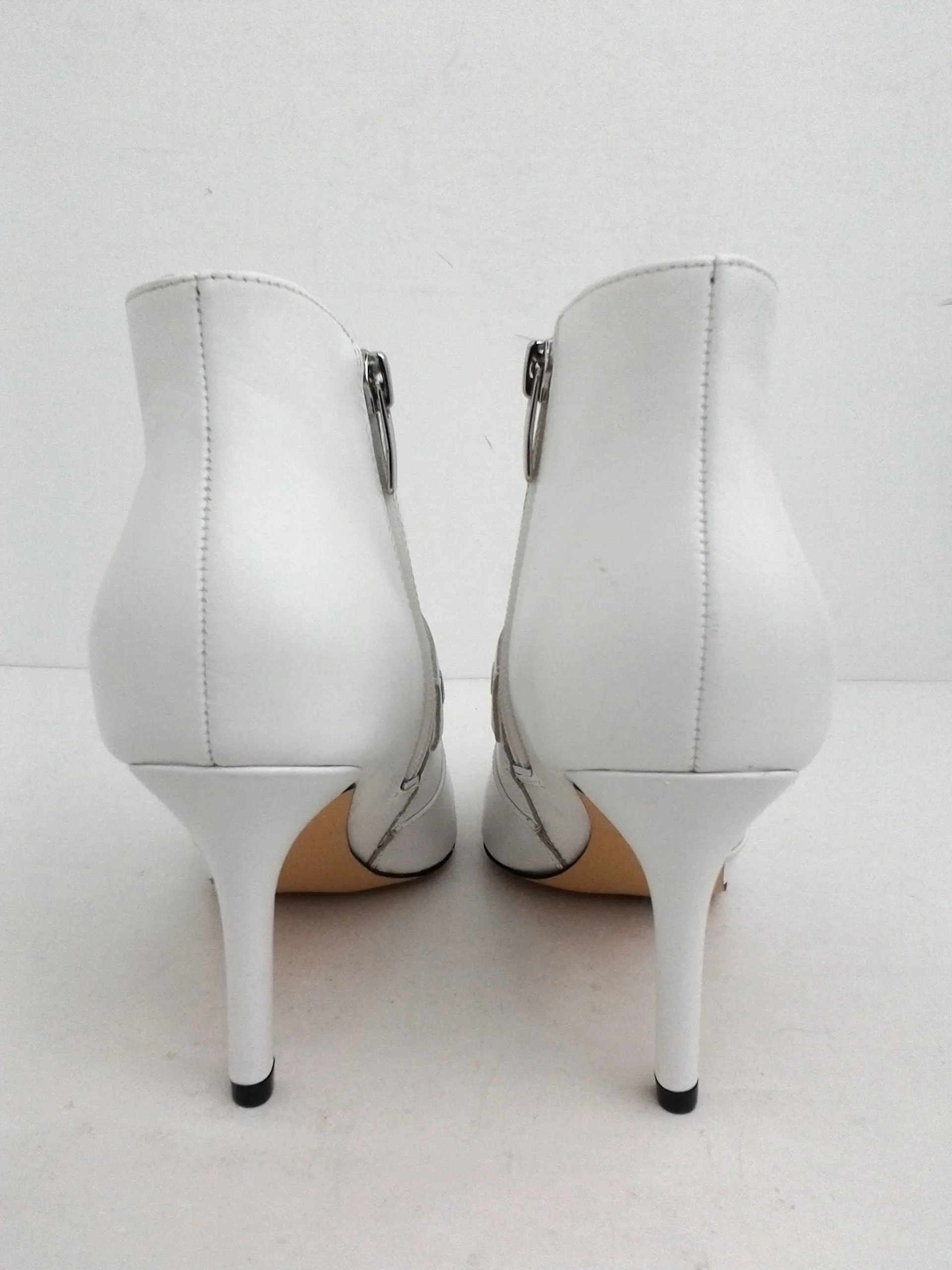 Nine West Women's Jax White Leather Booties Size 6.5 M