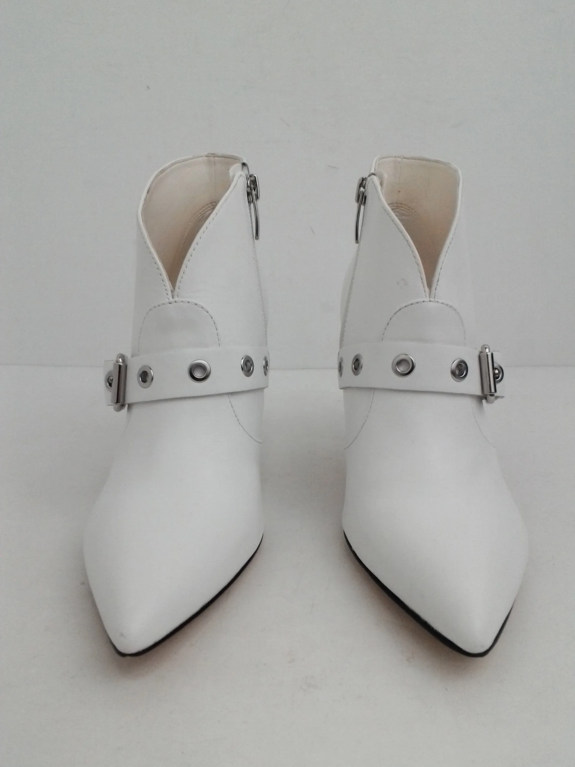 Nine West Women's Jax White Leather Booties Size 6.5 M