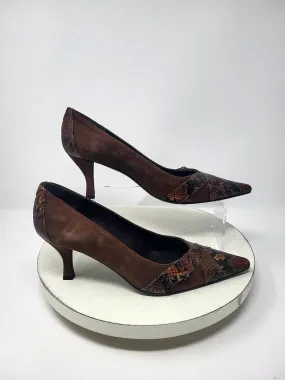 Stuart Weitzman Size 8 Brown Suede Snake Pumps