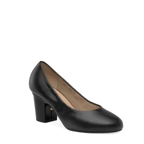 The Ballet Pump - Coal Stretch Leather 3 Block