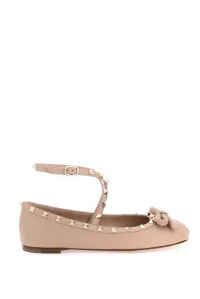 VALENTINO GARAVANI silk rockstud ballet flats