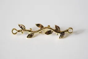 Vermeil Gold Wholesale Tree Branch Connector, Tree Branch Charm, Vine, Leaf Branch, Vine with Leaves, Family Tree, Gold Branch