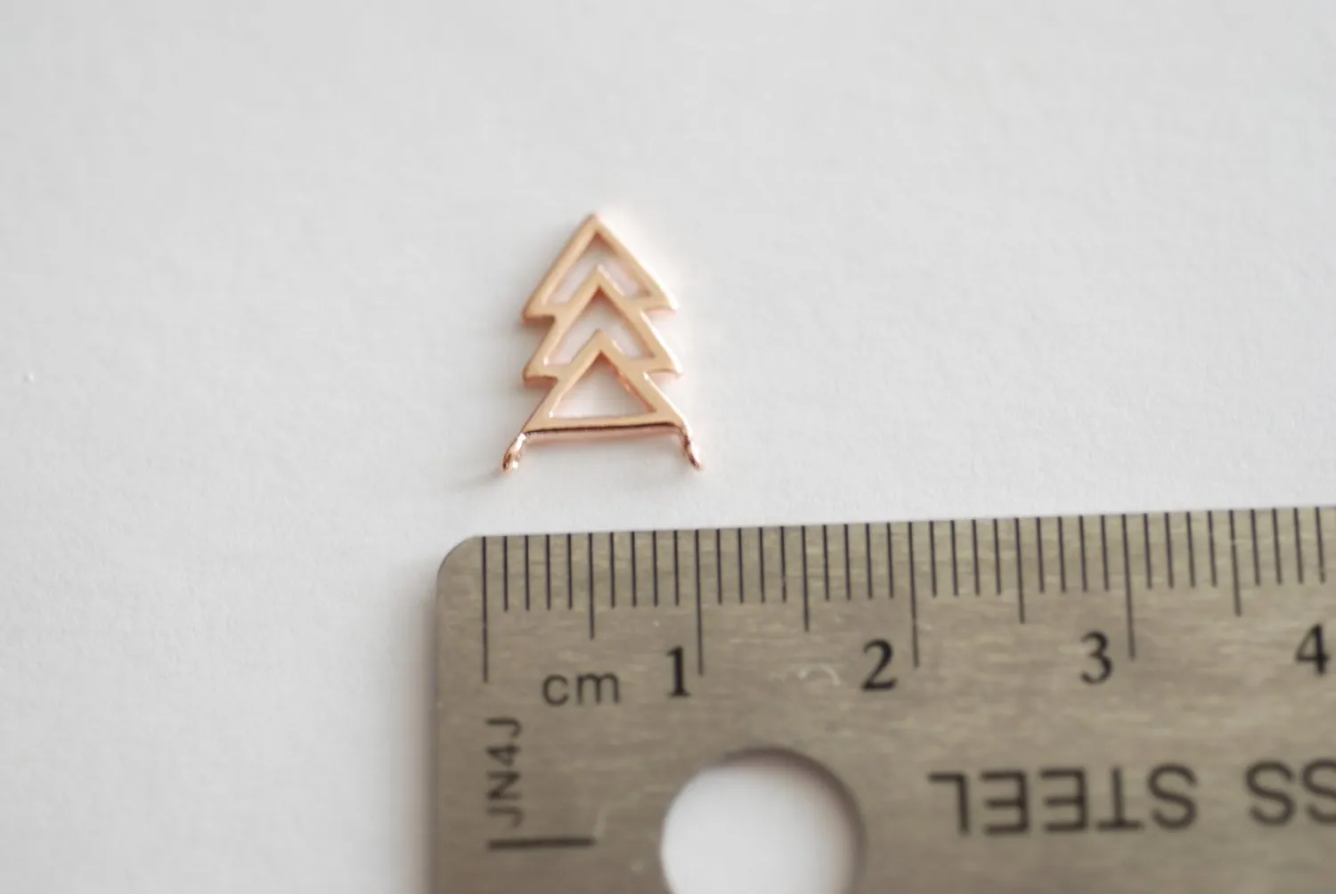 Vermeil Rose Gold Triangle Connector- 18k Gold plated over Sterling Silver Chevron Triangle Charm, Gold Arrow Charm, Rose gold Triangle, 93