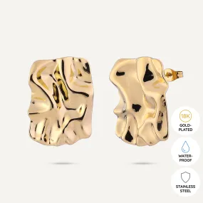 Vibes | Textured Rectangle Stud Post Earrings | 18K Gold-Plated