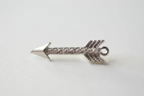 Wholesale Silver Arrow Charm, Arrow with Crystals, Arrowhead connector, Arrow Pendant, Cubic Zirconia Arrow