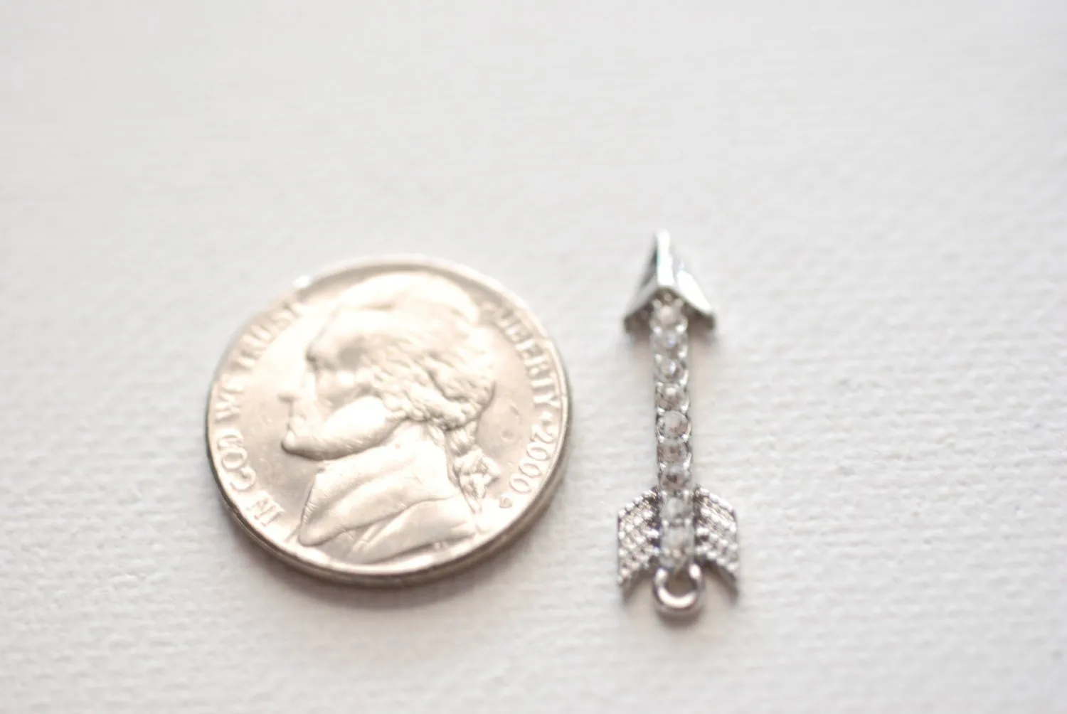 Wholesale Silver Arrow Charm, Arrow with Crystals, Arrowhead connector, Arrow Pendant, Cubic Zirconia Arrow