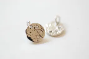 Wholesale Sterling Silver Disc Charm, Three wishes Charm, Disc with Crystals, Etched Disc, Textured Discs, Pave Disc Charm, Circle CZ Accent