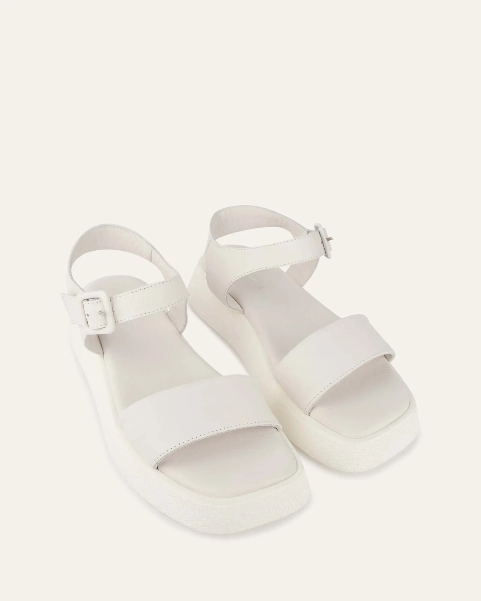 ZURI FLAT SANDALS WHITE LEATHER